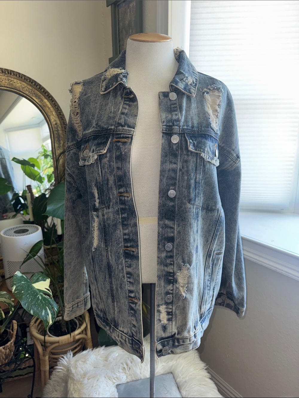 Forever 21 Oversized Acid Wash Denim Jacket